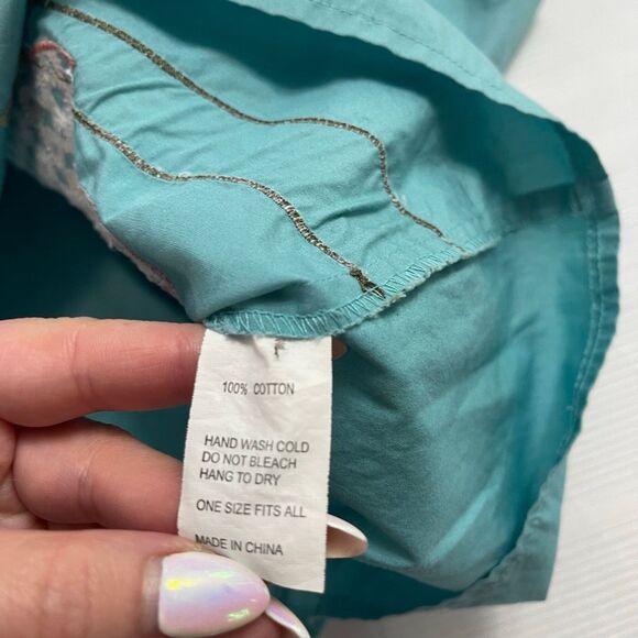 Judith March Aqua Blue Strapless Mini Dress Bird Embroidered Tunic Top Womens OS - Picture 7 of 9